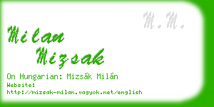 milan mizsak business card