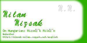 milan mizsak business card